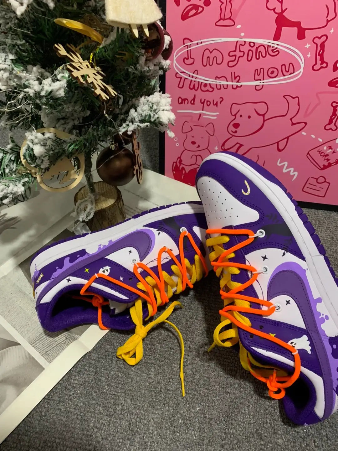 [Custom Dark Purple Pumpkin] Dunk Low Skateboard Shoes Unisex Purple/Orange