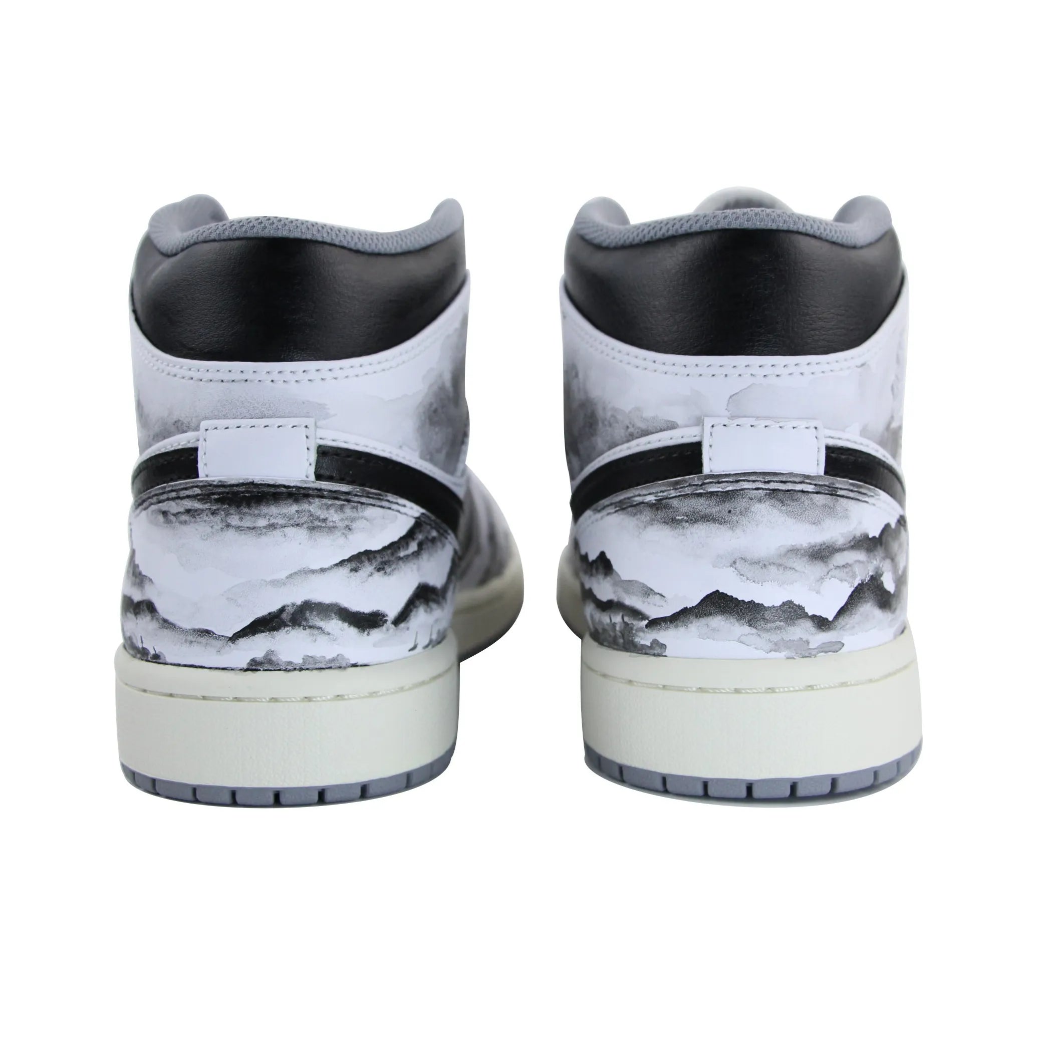 [Custom Knights Errant] Air Jordan 1 Mid - Top Skateboarding Shoes Unisex White/Black