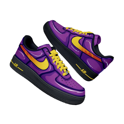 [Custom Ramone X Cars] Air Force 1 Skateboarding Shoes Unisex Low-top Purple/Yellow