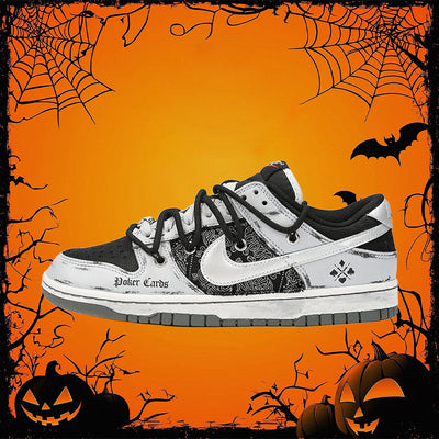 [Custom Dark Poker] Dunk Skateboarding Shoes Unisex Black/Gray/Silver