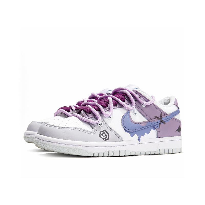 [Custom Clumsy Little Devil] Dunk Skateboarding Shoes Unisex Low-top Purple/Gray/White