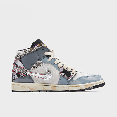 New Silver - Men's Jordan 1 Mid CNY Custom