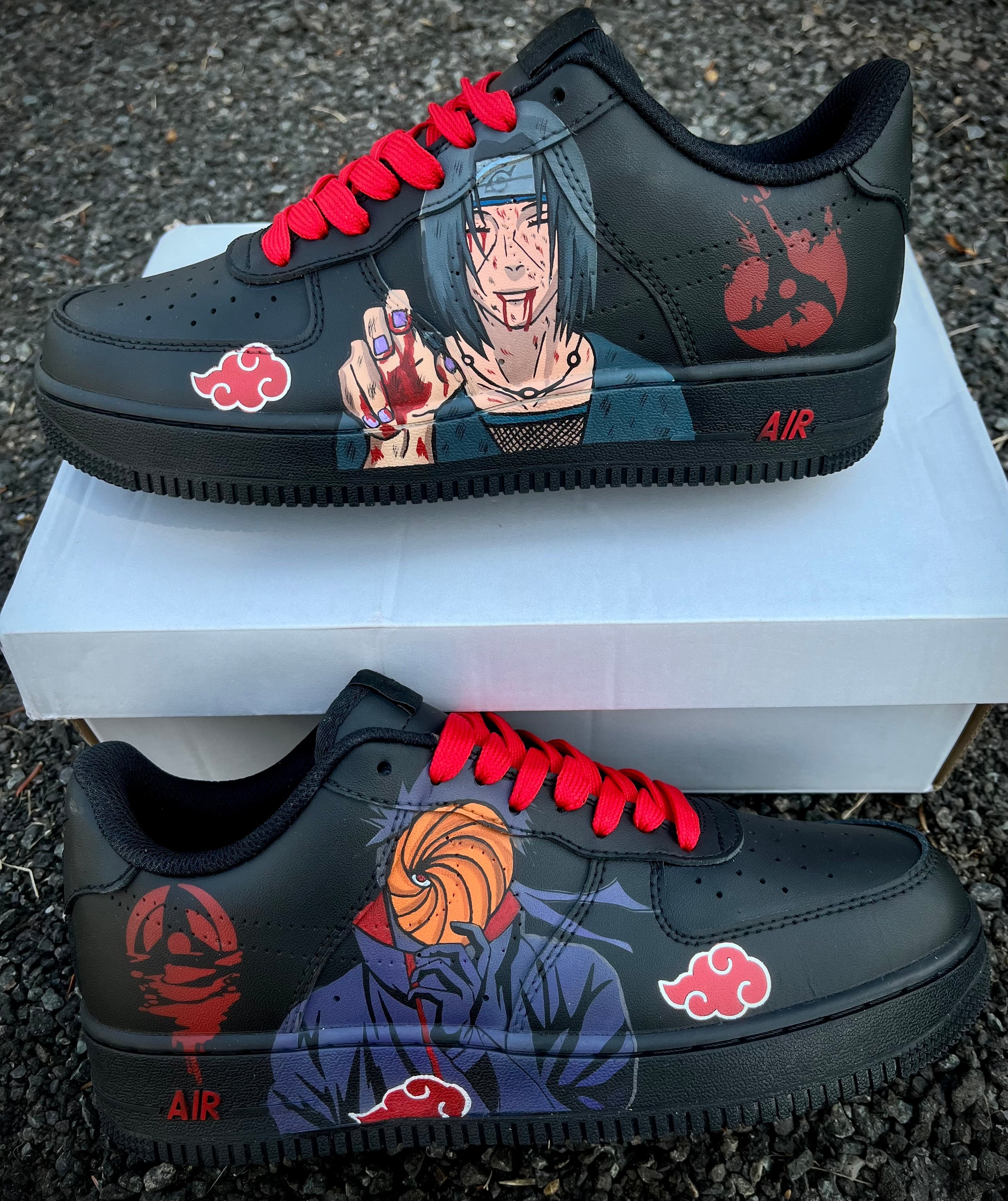 [Custom Obito and Itachi ] Air Force 1 Black Skateboarding Shoes Unisex