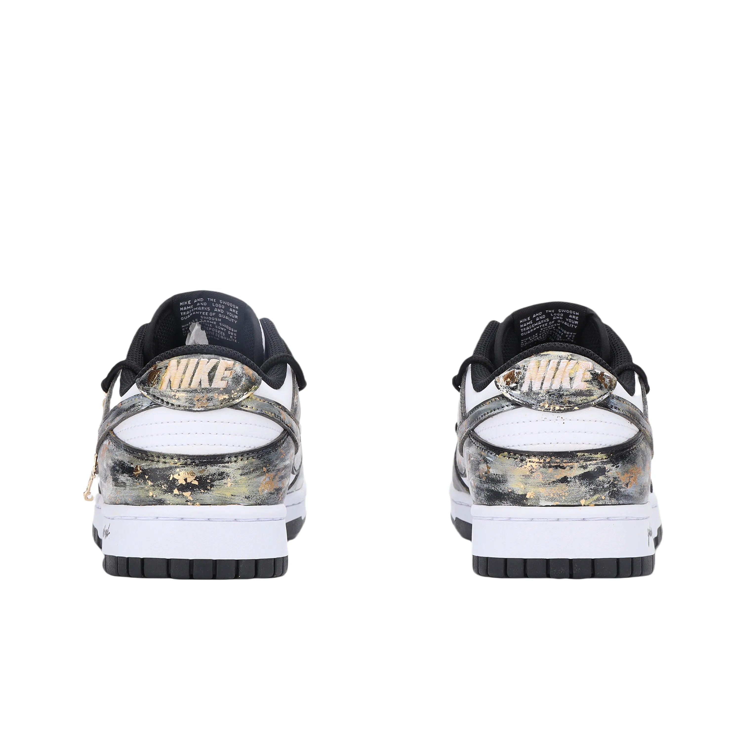 [Custom Gold Rush] Dunk Low Skateboard Shoes Unisex Black/White/Gold