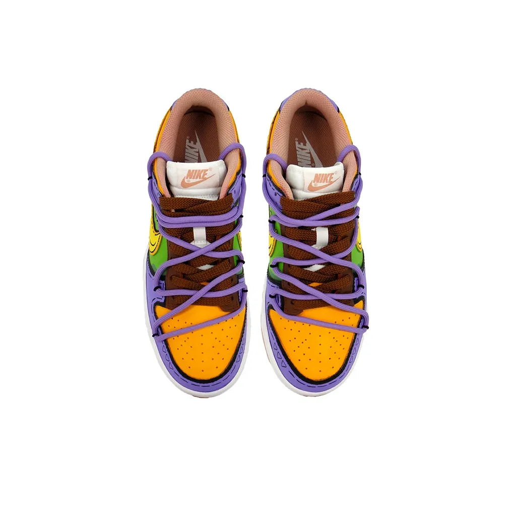 [Custom Radioactive Shark] Dunk Skateboarding Shoes Unisex Yellow/Purple/Green