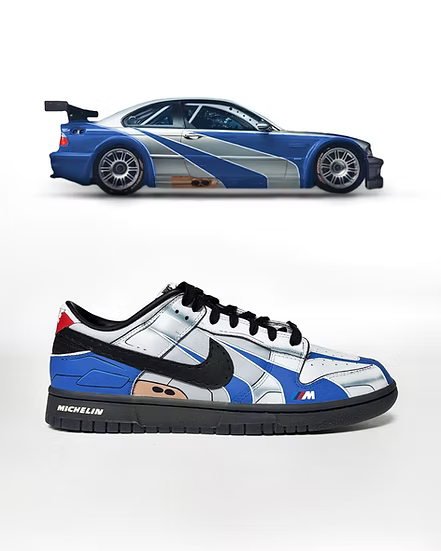 [Custom M3 GTR] Dunk Skateboarding Shoes Unisex Blue
