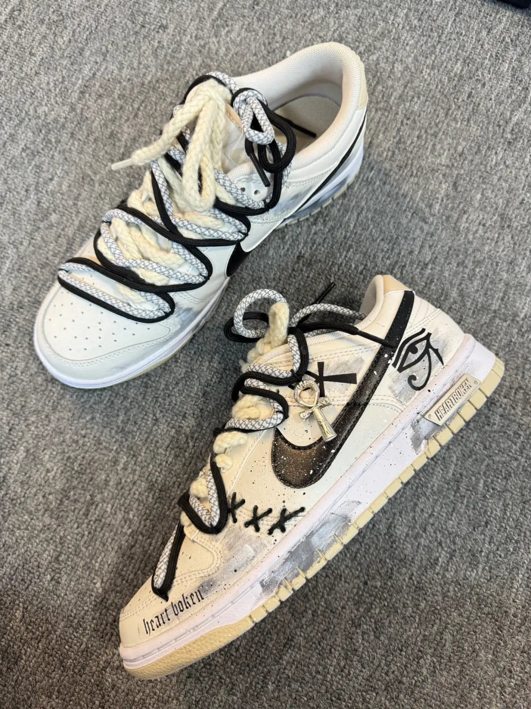 [Custom Eye of God, Distressing, Lacing, Construction] Dunk Low Skateboard Shoes Unisex