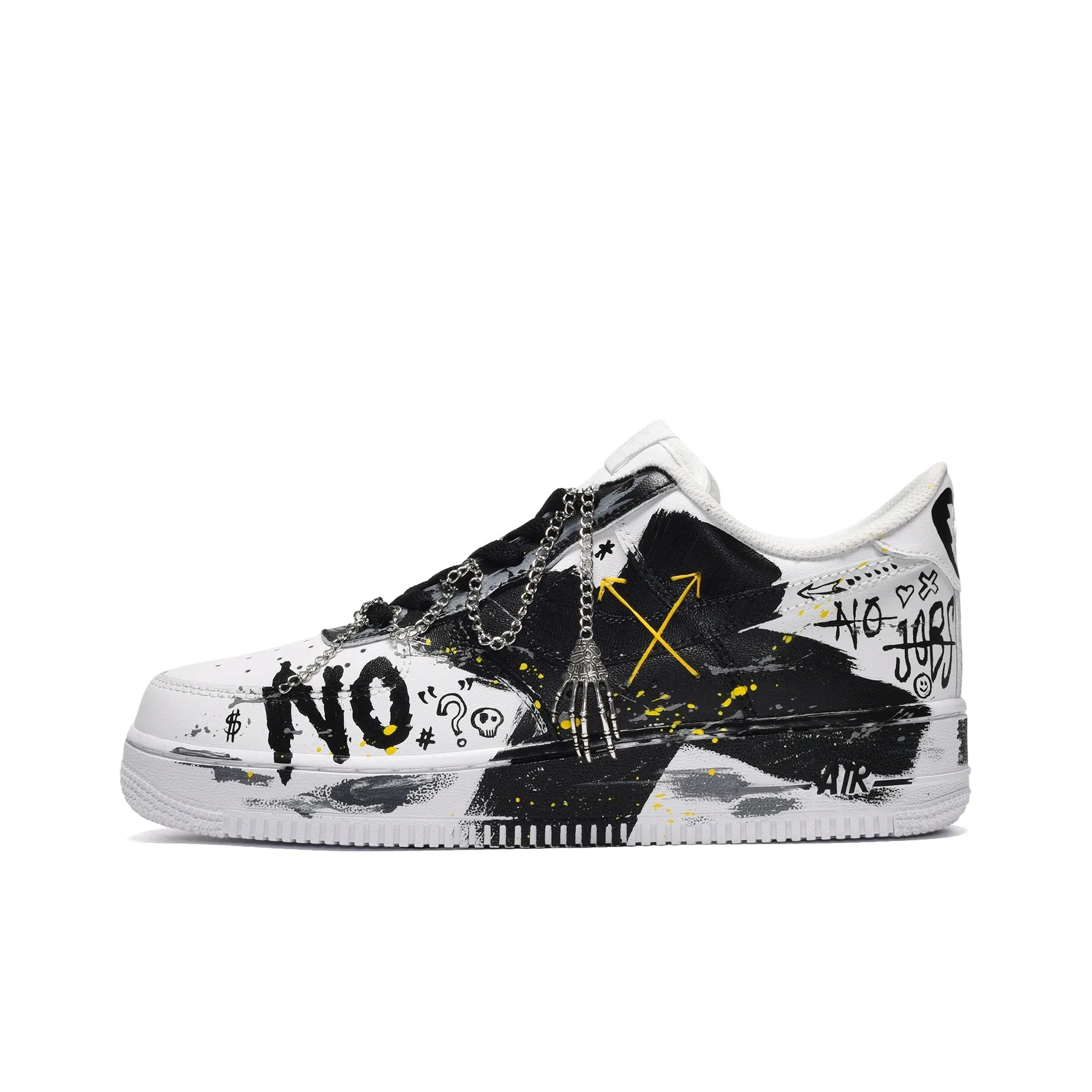 [Customized Ink Wash&Hand-drawn Patterns] Air Force 1 Low-top Shoes Unisex Black and white