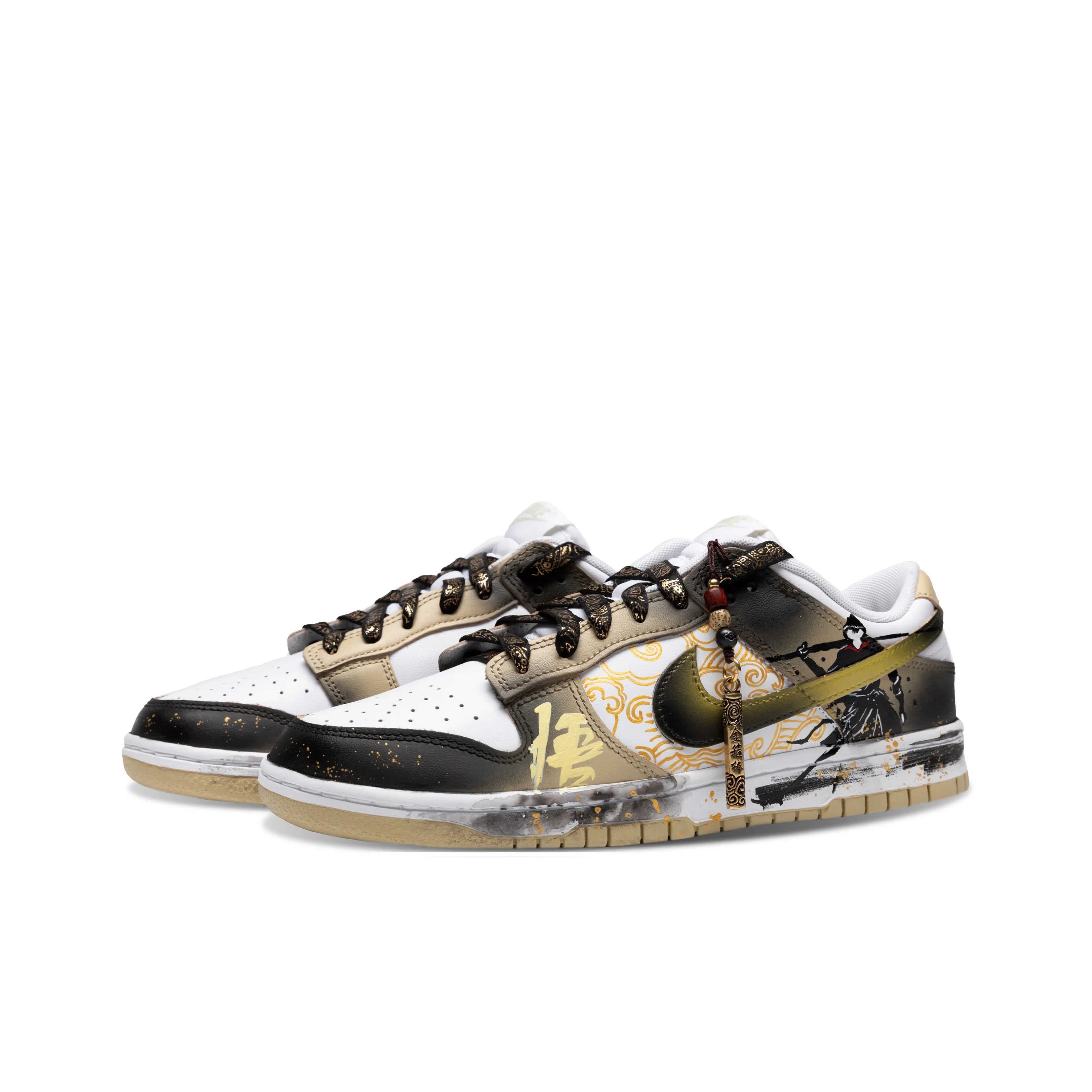[Custom Monkey King - Black Gold] Dunk Low Skateboard Shoes Unisex