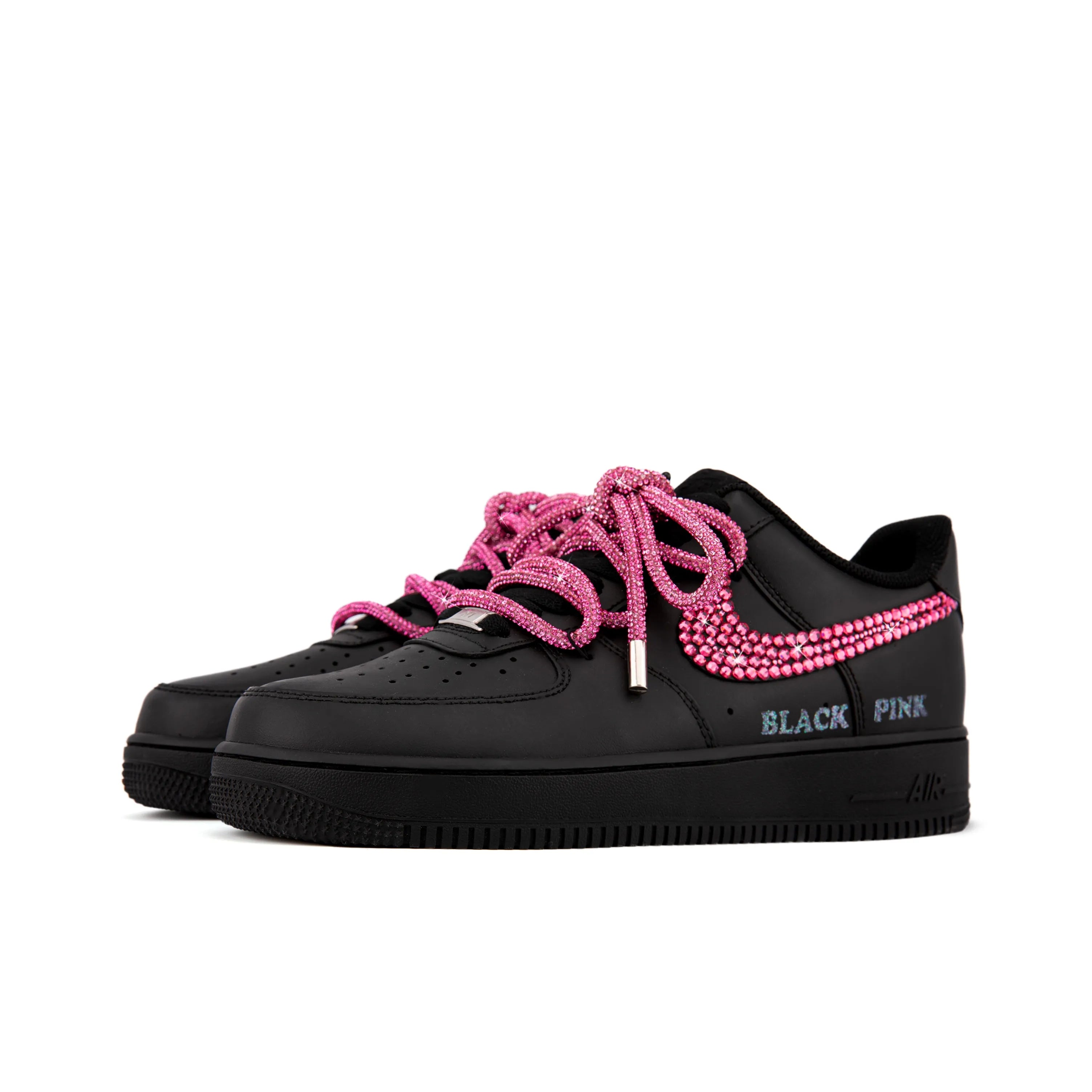 [Customized Diamond Alliance] Air Force 1 Low-top Shoes Unisex Blcak With Diamond Decoration