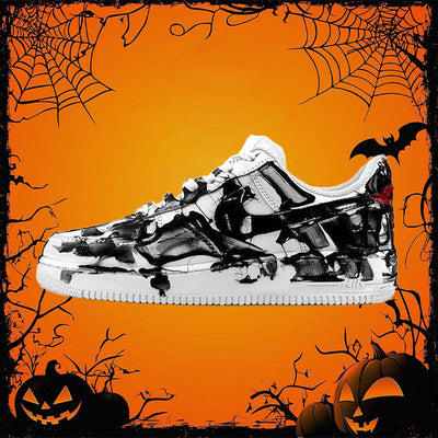 [Custom A dynamic 2D style peeping into black and red]  Air Force 1 Skateboarding Shoes Low-top Black/Red