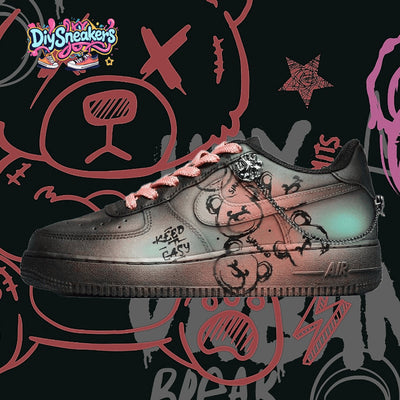 [Custom Male summer party black fan]  Air Force 1 Skateboarding Shoes Men Low-top Black/Pink