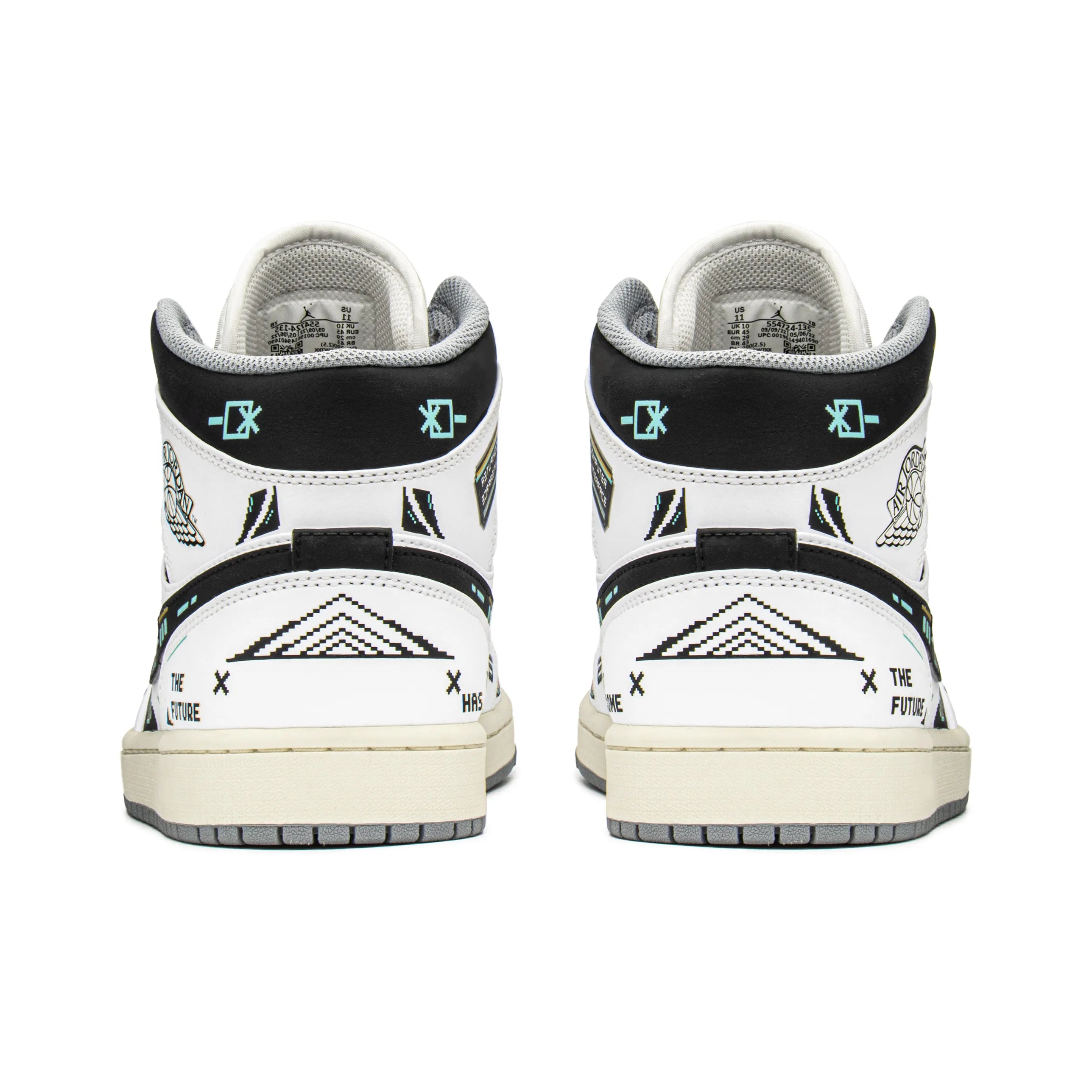 [Custom Cyber White Sugar] Jordan Air Jordan 1 Mid Unisex Skateboarding Shoes