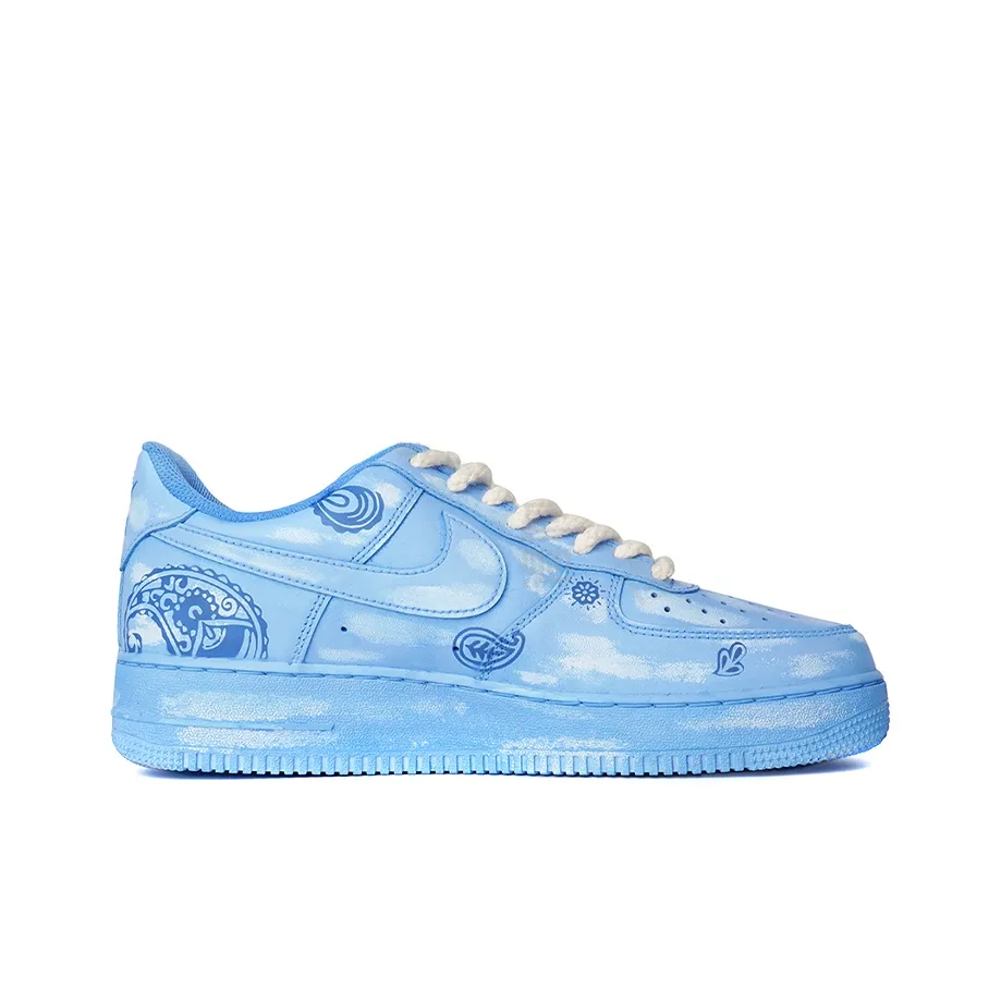 [Custom Blue And Pink Stucco Cashew Nut Flower] Air Force 1 Skateboarding Shoes Unisex