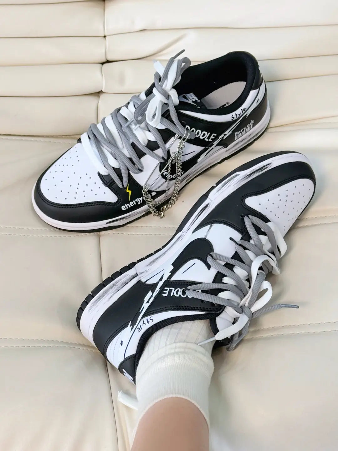 [Custom General energy]  Dunk Skateboarding Shoes Unisex Low-top White