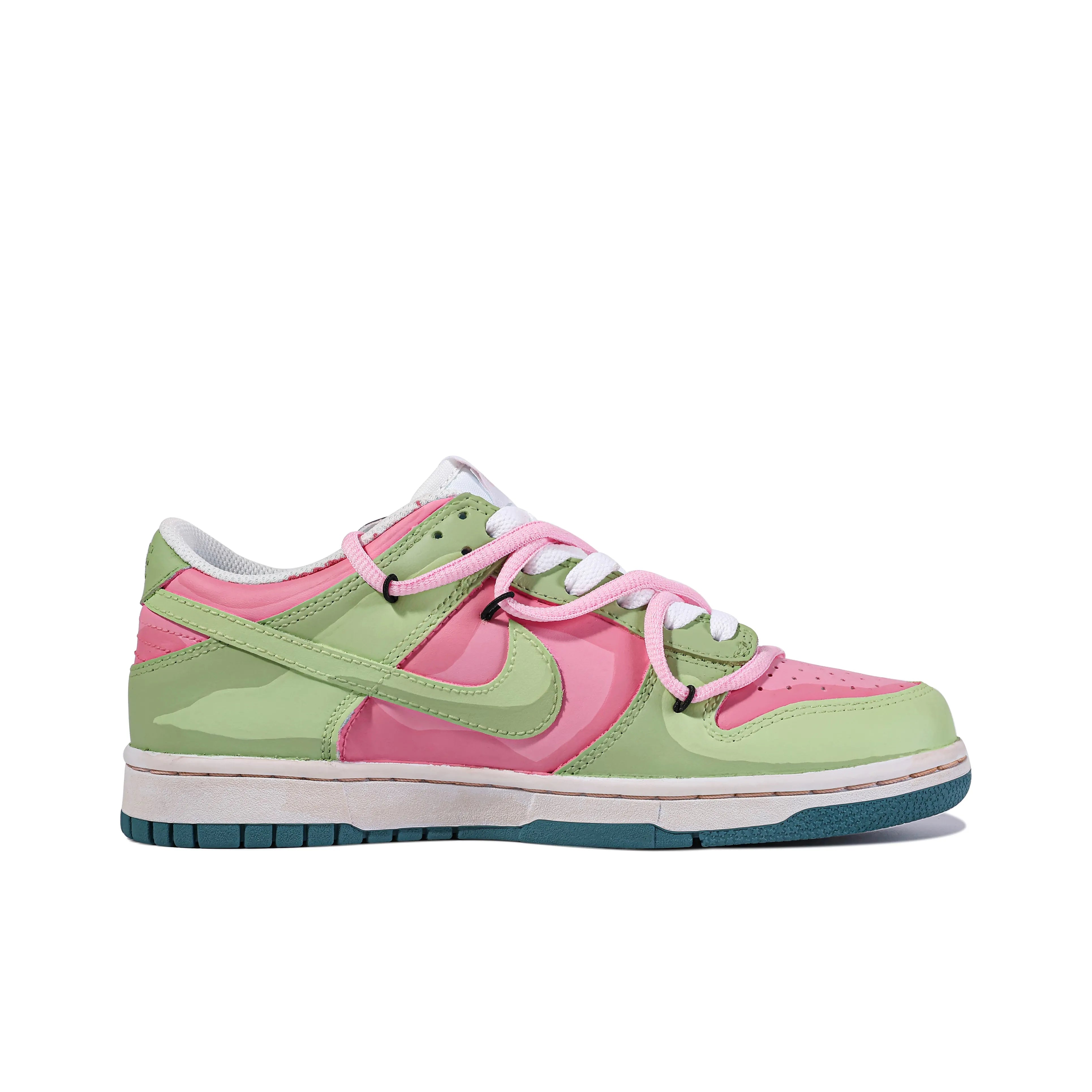 [Custom Alligator Cookies] Dunk Low Skateboarding Shoes Unisex Green/Pink
