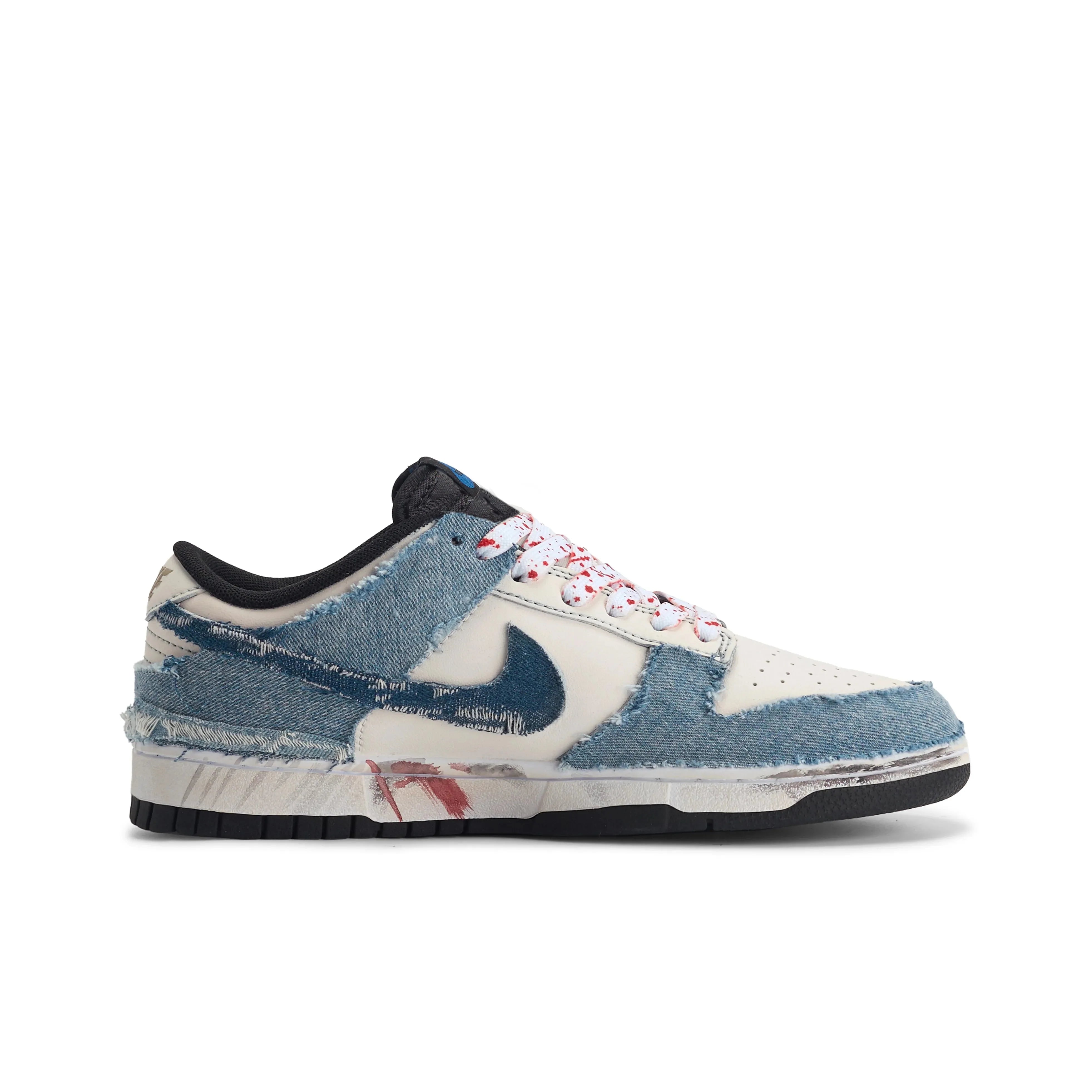 [Custom Patched Rebel] Dunk Low Skateboard Shoes Unisex Denim Style