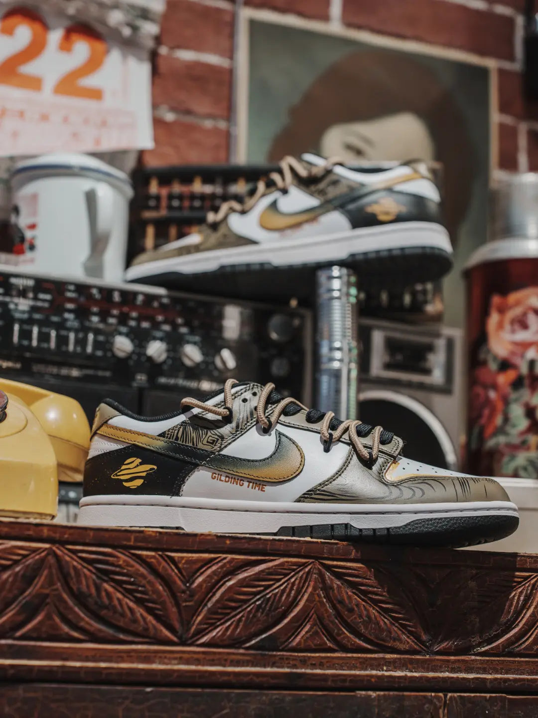 [Custom Golden Years] Dunk Skateboarding Shoes Unisex Low-top Brown/Black