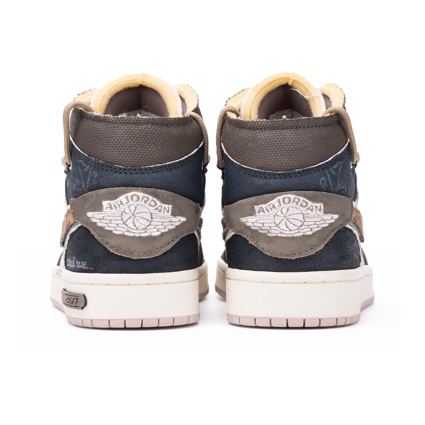 [Custom Wilderness Graffiti] Air Jordan 1 Men's Mid Skateboarding Shoes