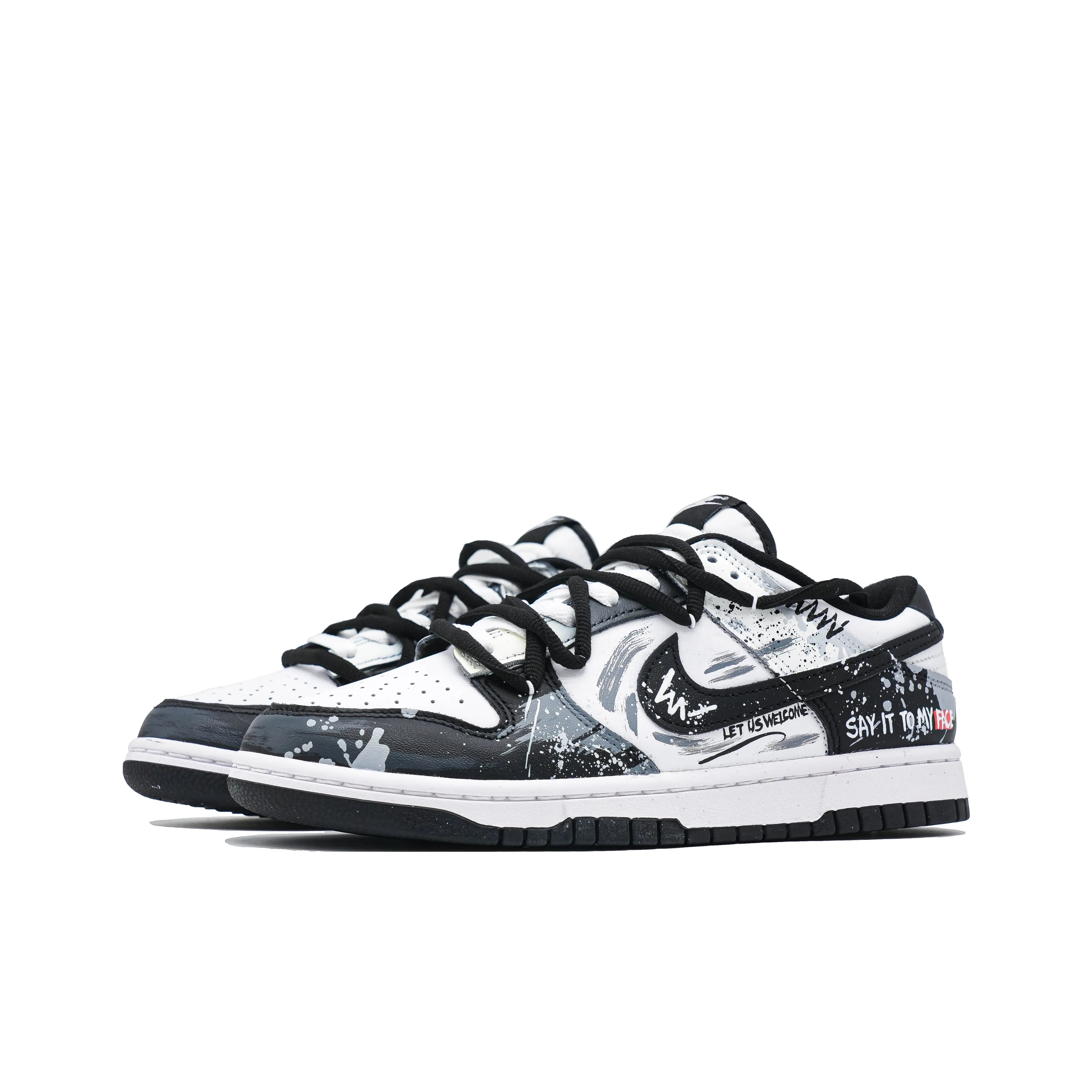 [Custom Grayscale] Dunk Low Skateboard Shoes Unisex Black/Gray/White