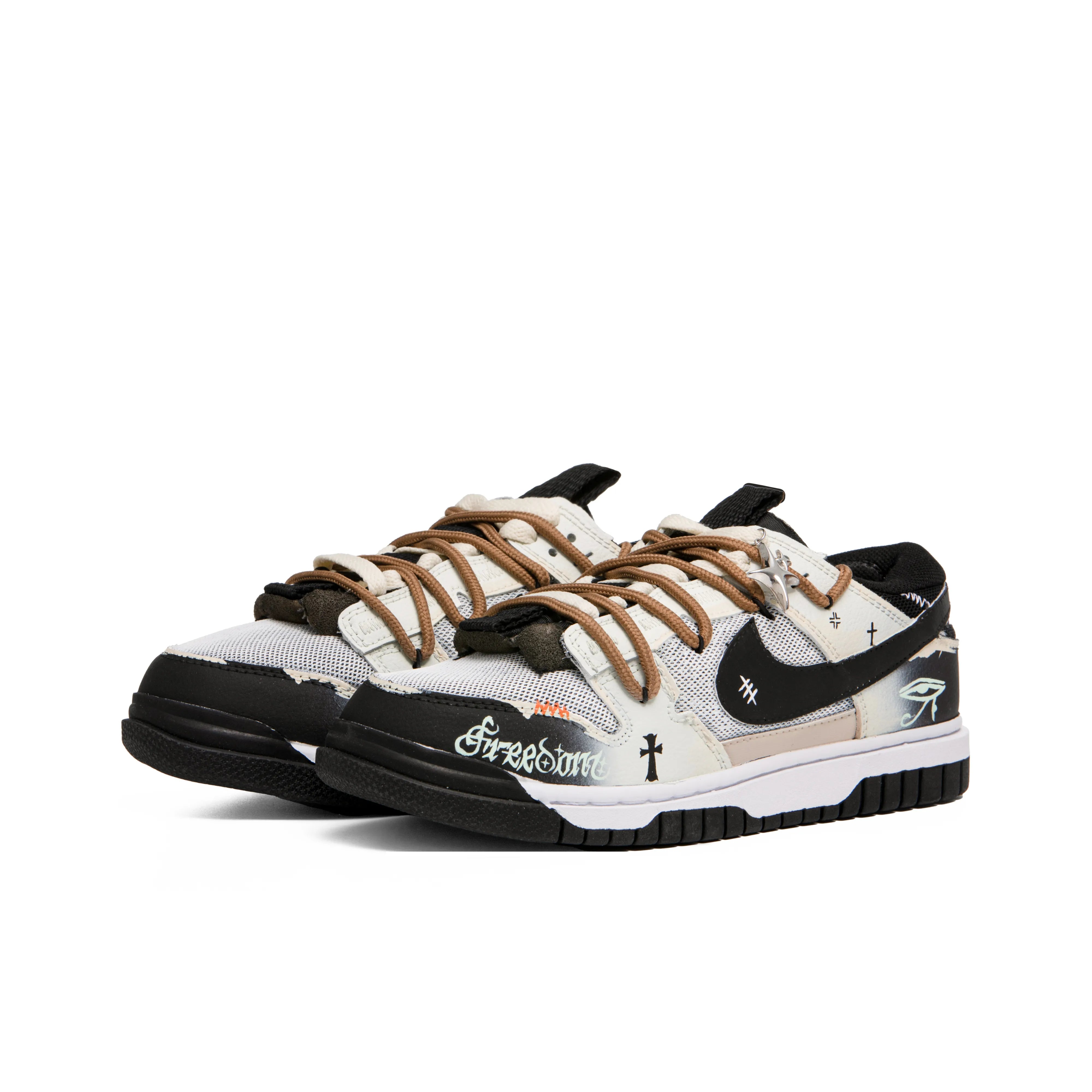 [Custom End Star] Air Dunk Jumbo Skateboard Shoes Unisex Gradient Graffiti Black/White