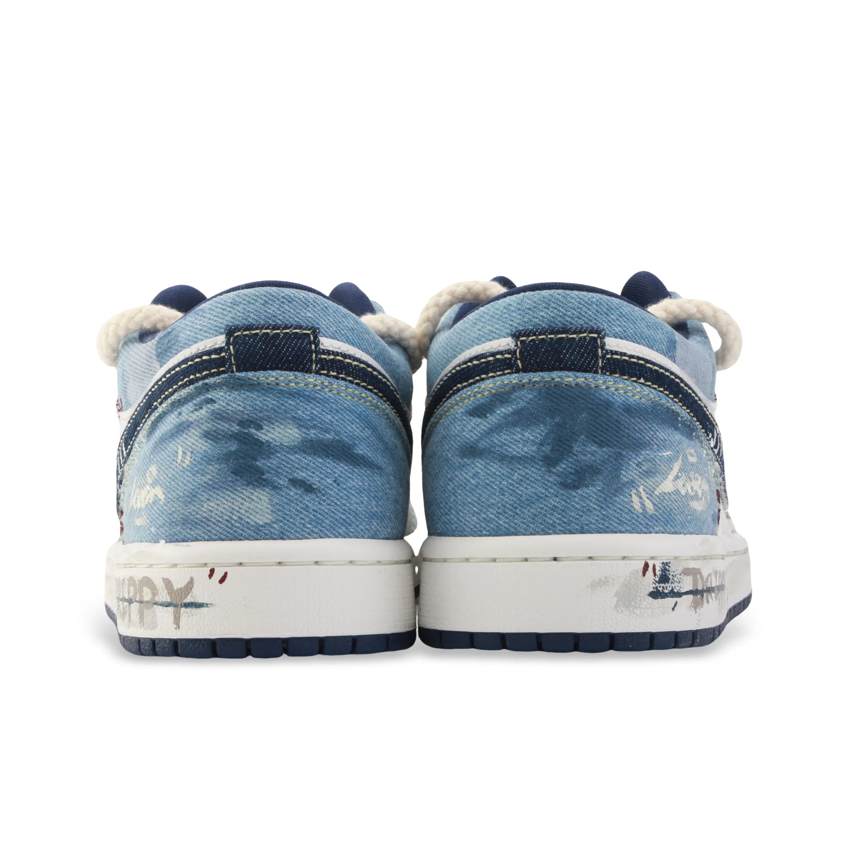 [Custom Western Cowboy]Air Jordan 1 Low Unisex Denim Style Blue