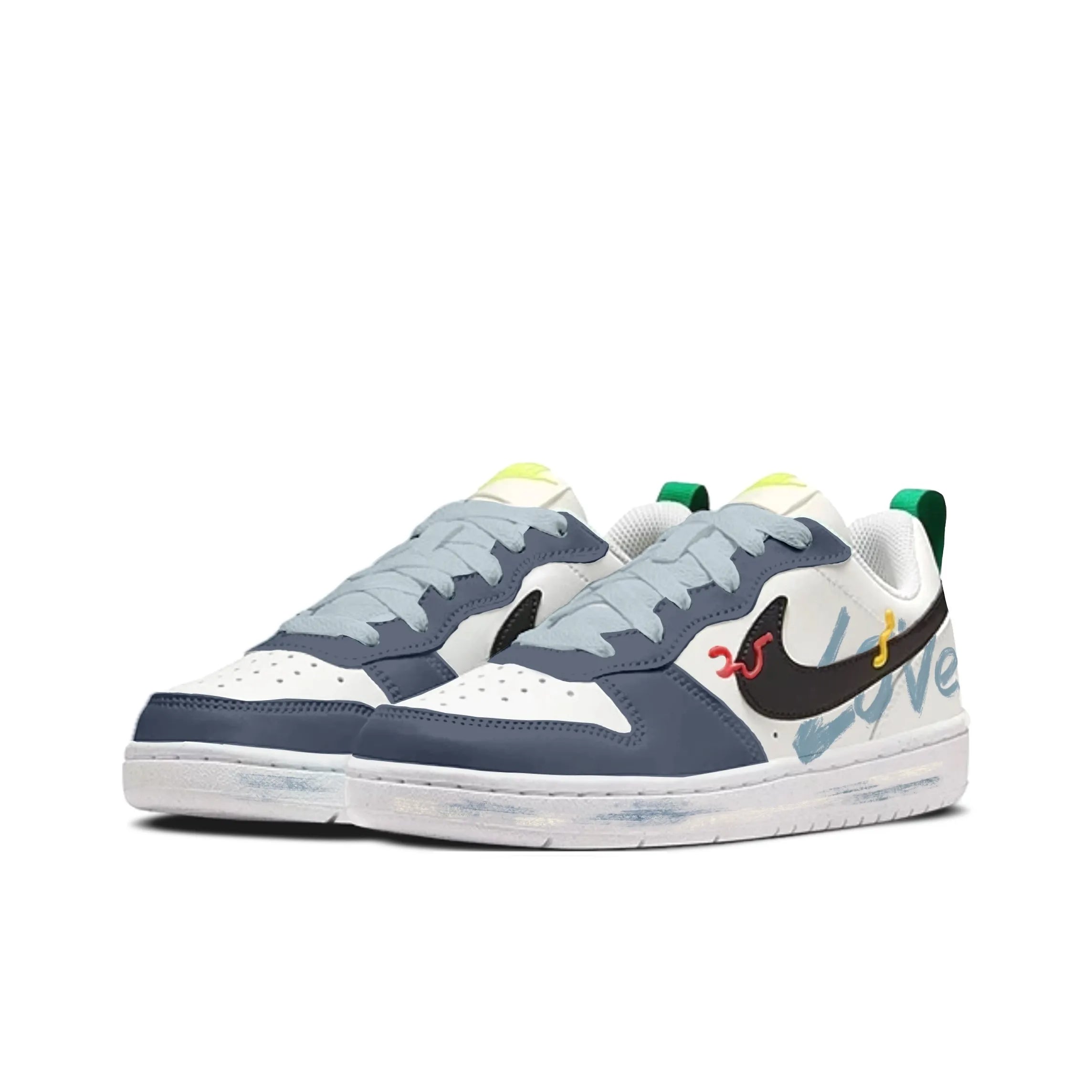 [Custom Unlimited Fun/Deep Sea Blue] Court Borough Skateboard Shoes For Children Unisex