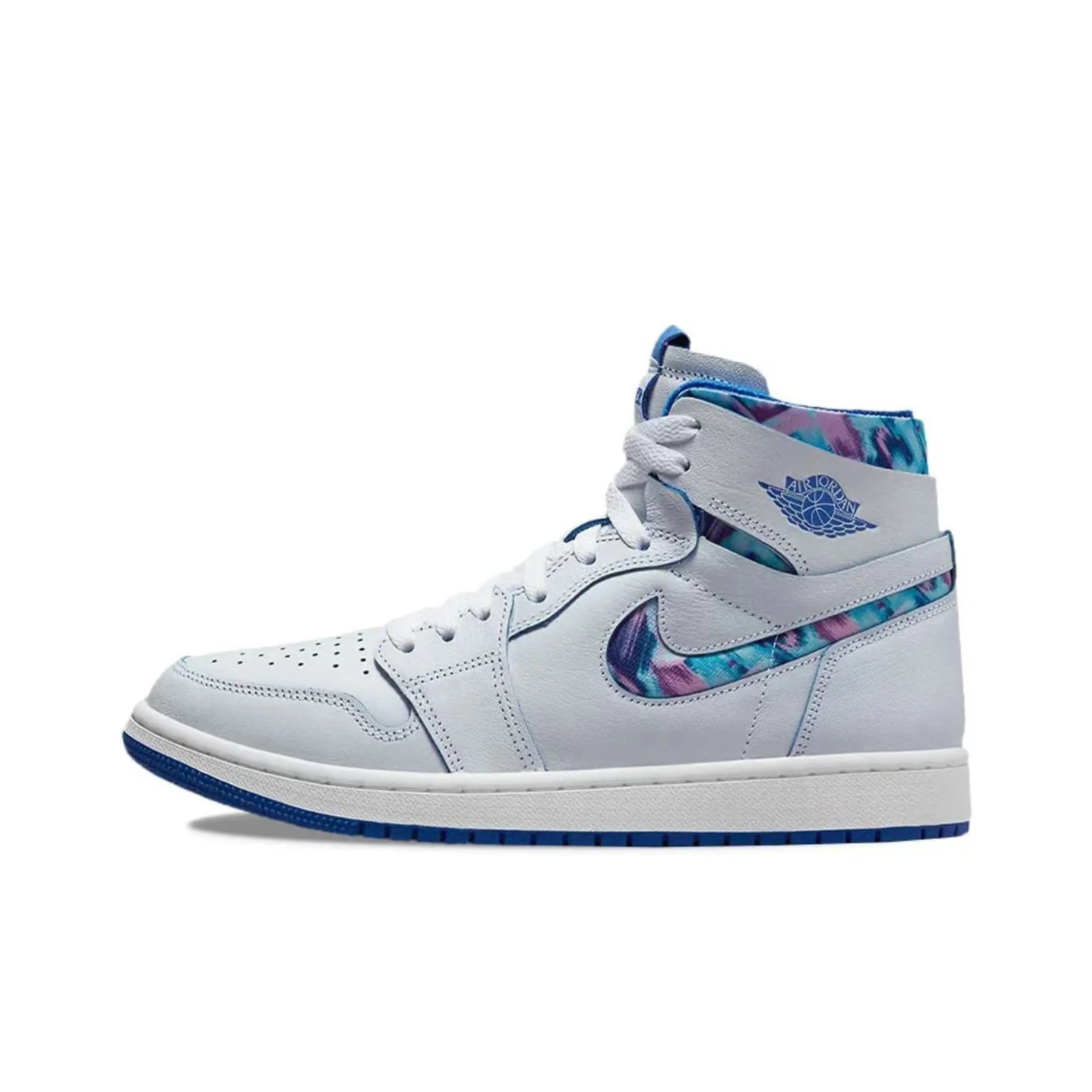 [Custom White Noise, Blue Notes ] Air Jordan 1 High - Top Skateboarding Shoes Unisex White/Blue