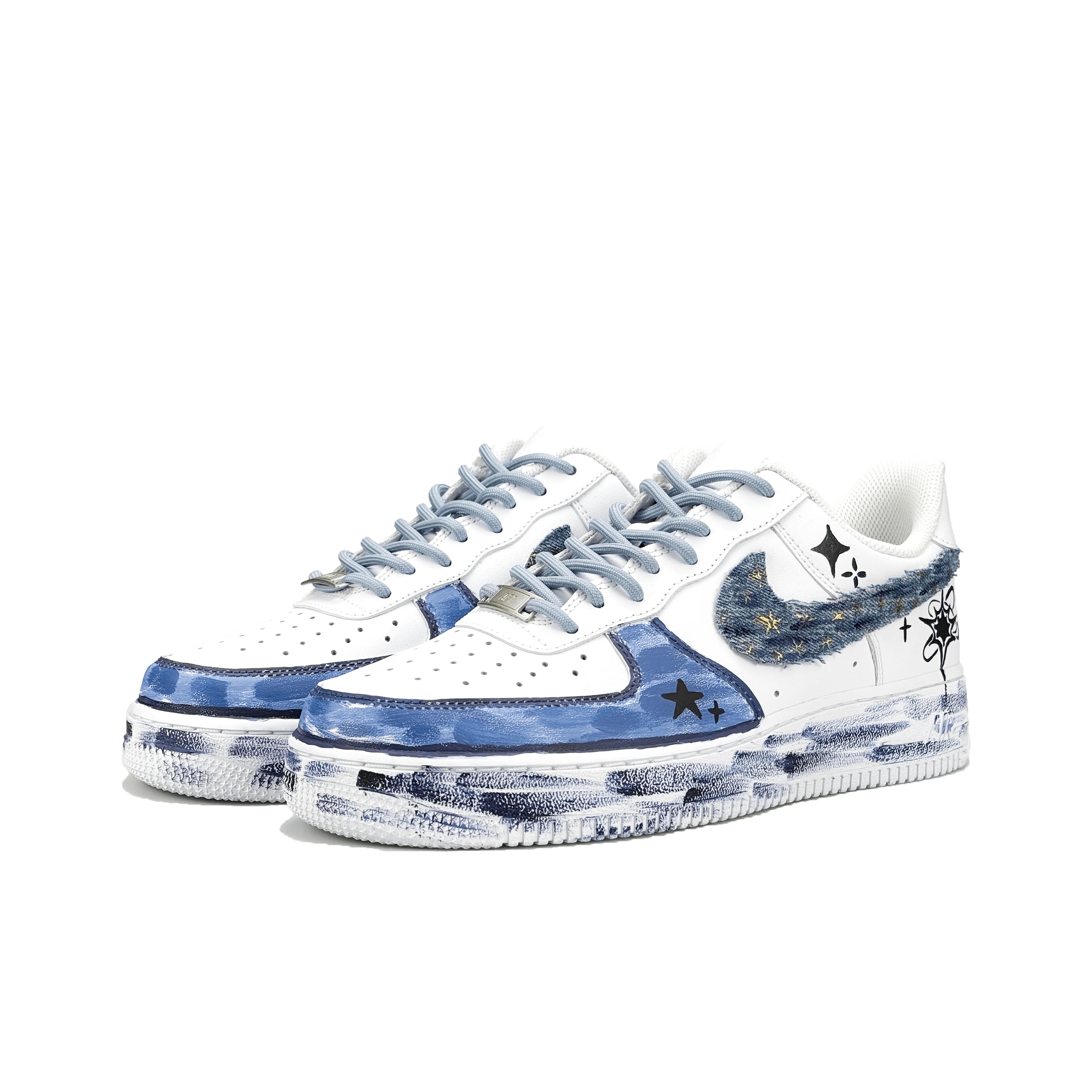 [Custom Deep-Sea Star] Air Force 1 Skateboarding Shoes Unisex Denim Style