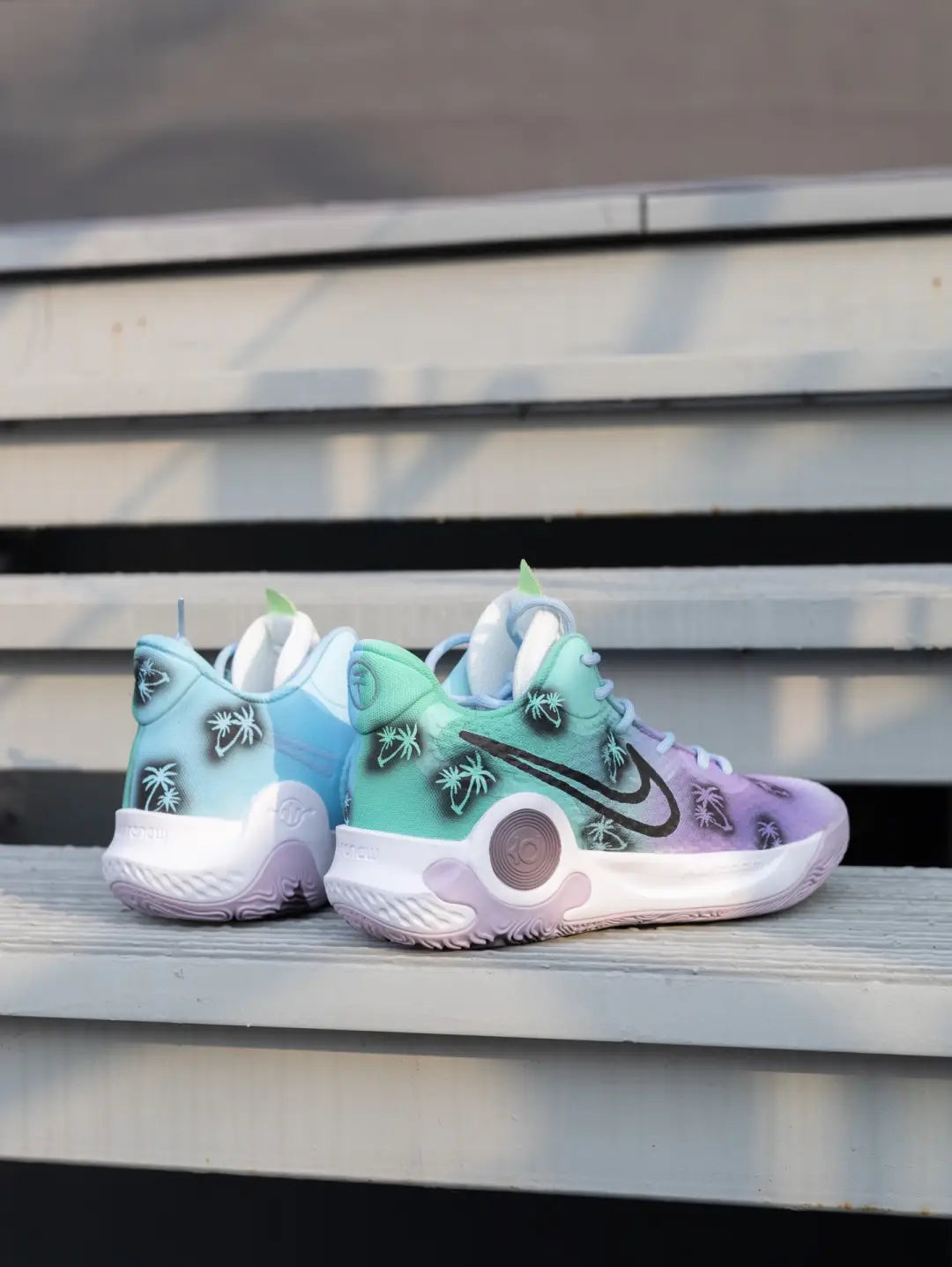 [Custom Green and purple coconut tree A]  KD Trey 5 IX Vintage Basketball Shoes Unisex