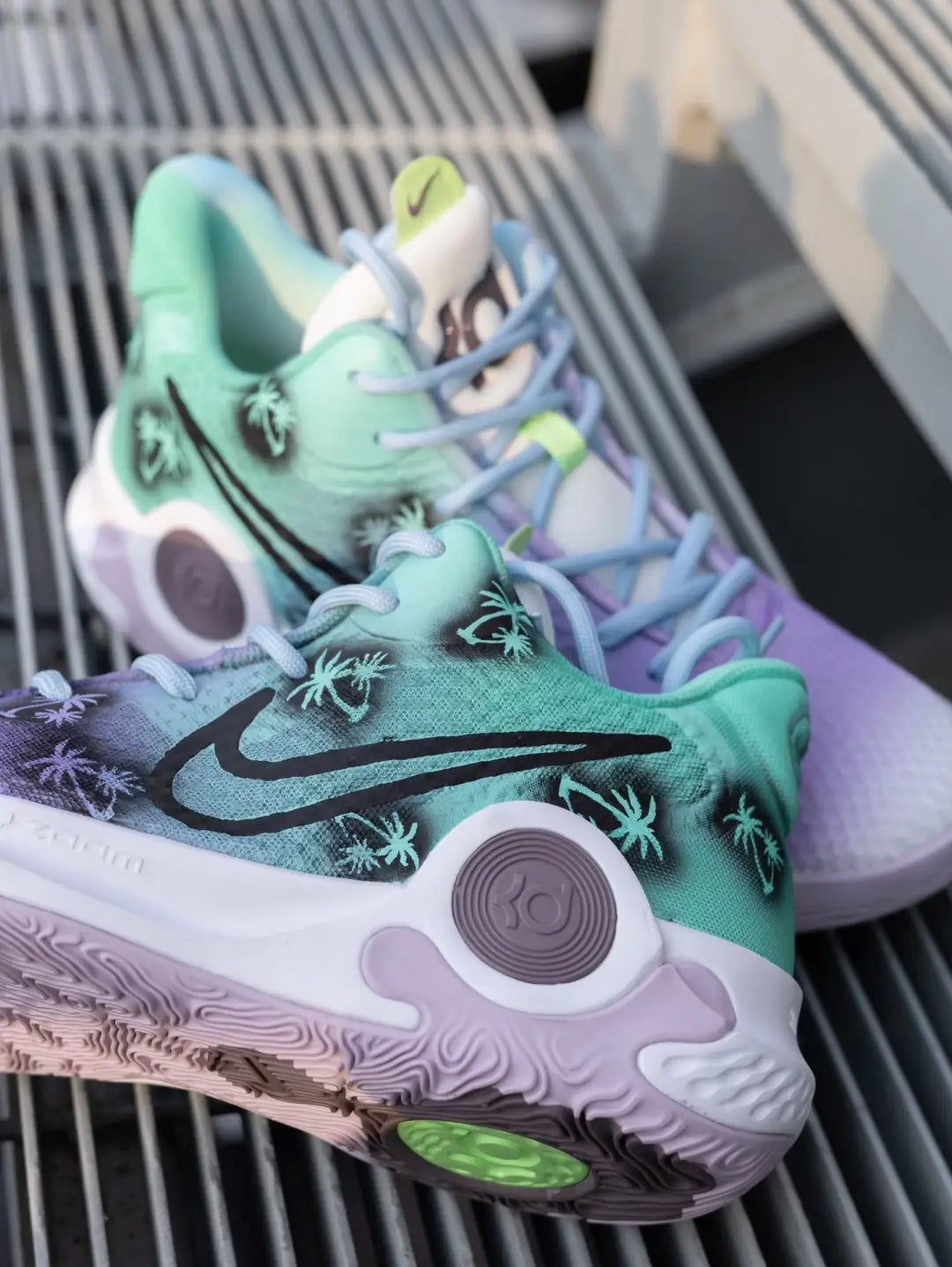 [Custom Green and purple coconut tree A]  KD Trey 5 IX Vintage Basketball Shoes Unisex