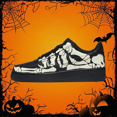 [Custom Black skull bones of the same style for both men and women]  Air Force 1 Skateboarding Shoes Unisex