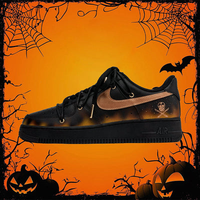 [Custom Pirate Flame]  Air Force 1 Skateboard Shoes Unisex Low-Top Black