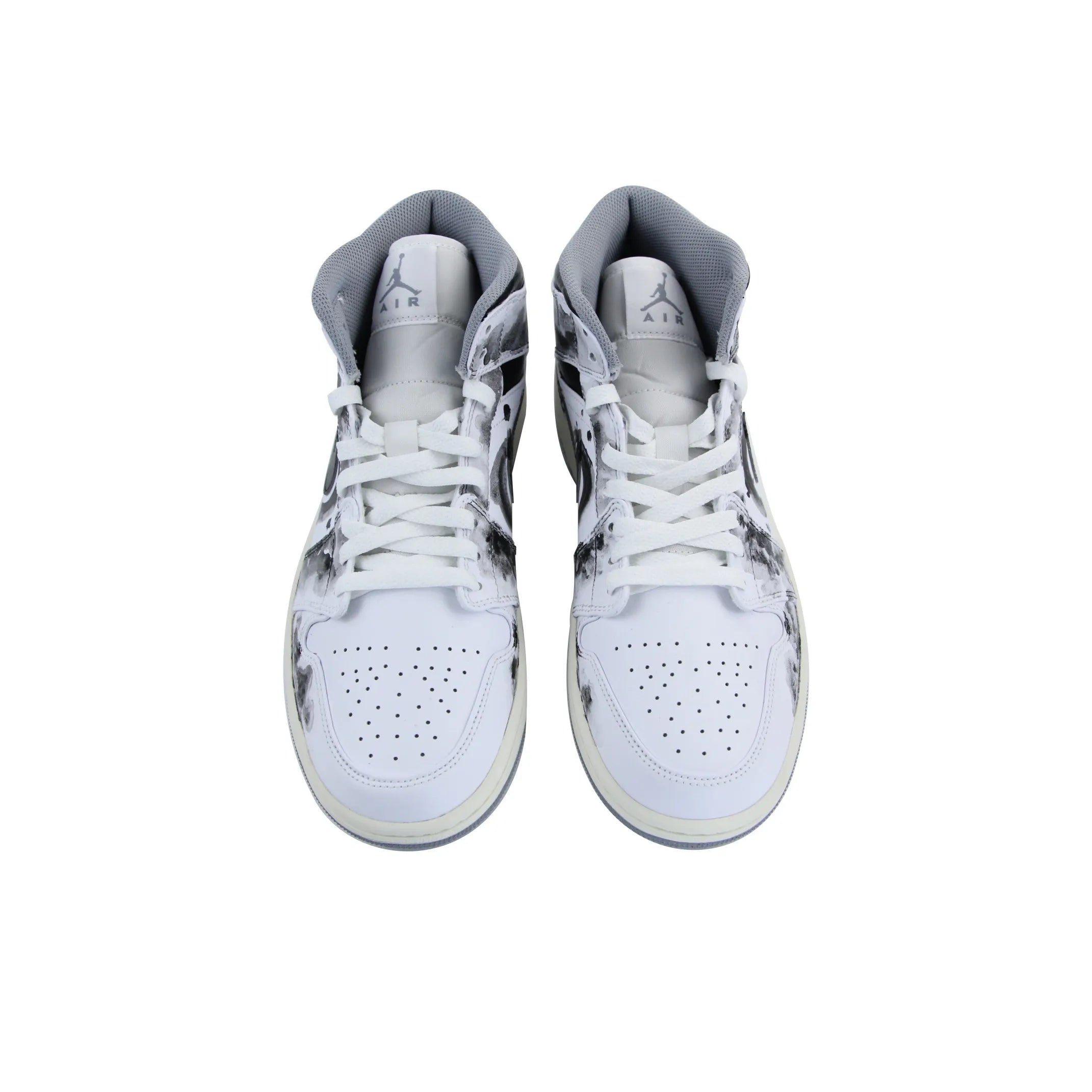 [Custom Knights Errant] Air Jordan 1 Mid - Top Skateboarding Shoes Unisex White/Black