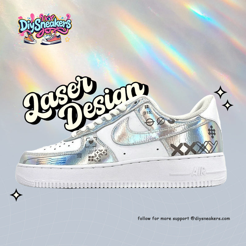 [Custom Reprinted Glow-In-The-Dark Video Game 2D Style]  Air Force 1 Skateboarding Shoes  Unisex Men Low-Top White