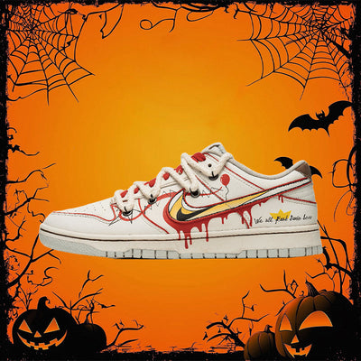 [Custom Halloween Clown] Dunk Skateboarding Shoes Unisex Low-top White/Red