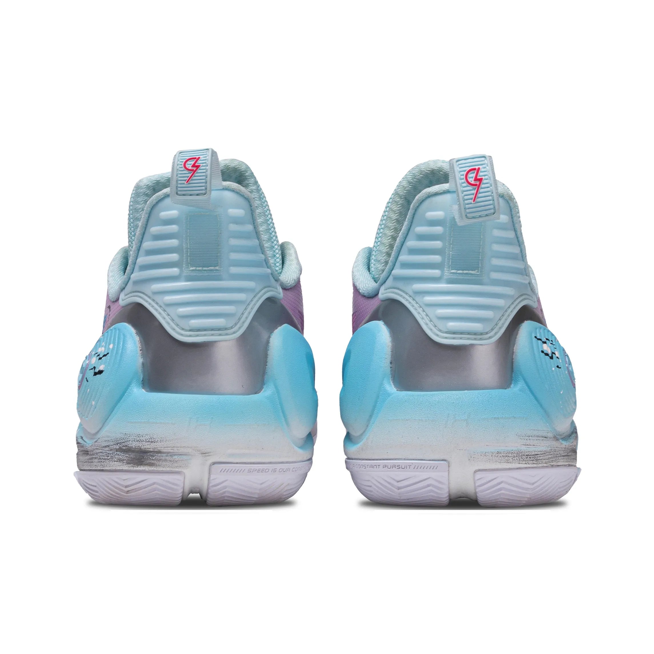 [Blue and pink Color, Scheme Ink Pplattered Old Style] Custom Street LiNing Basketball Shoes Unisex