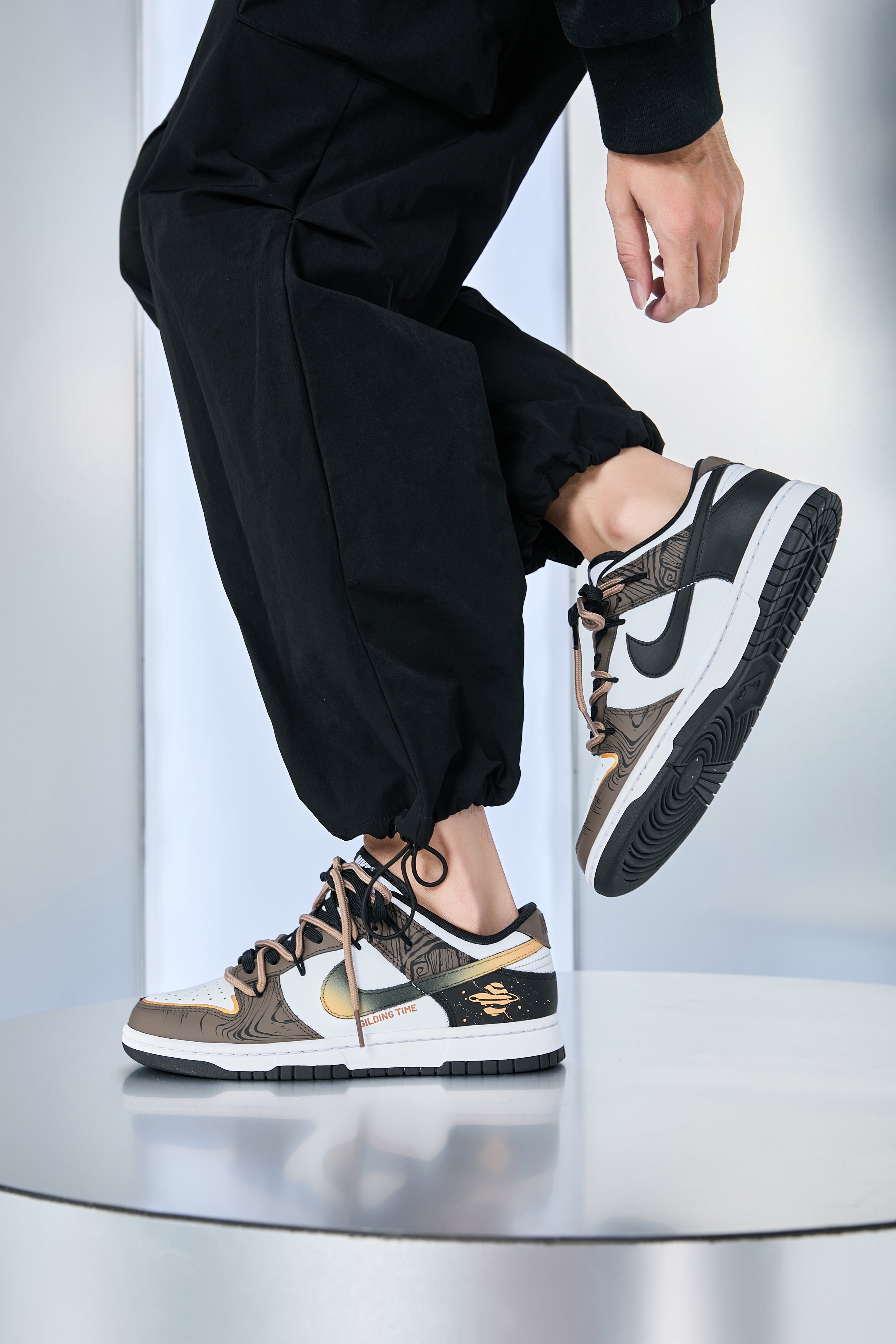 [Custom Golden Years] Dunk Skateboarding Shoes Unisex Low-top Brown/Black