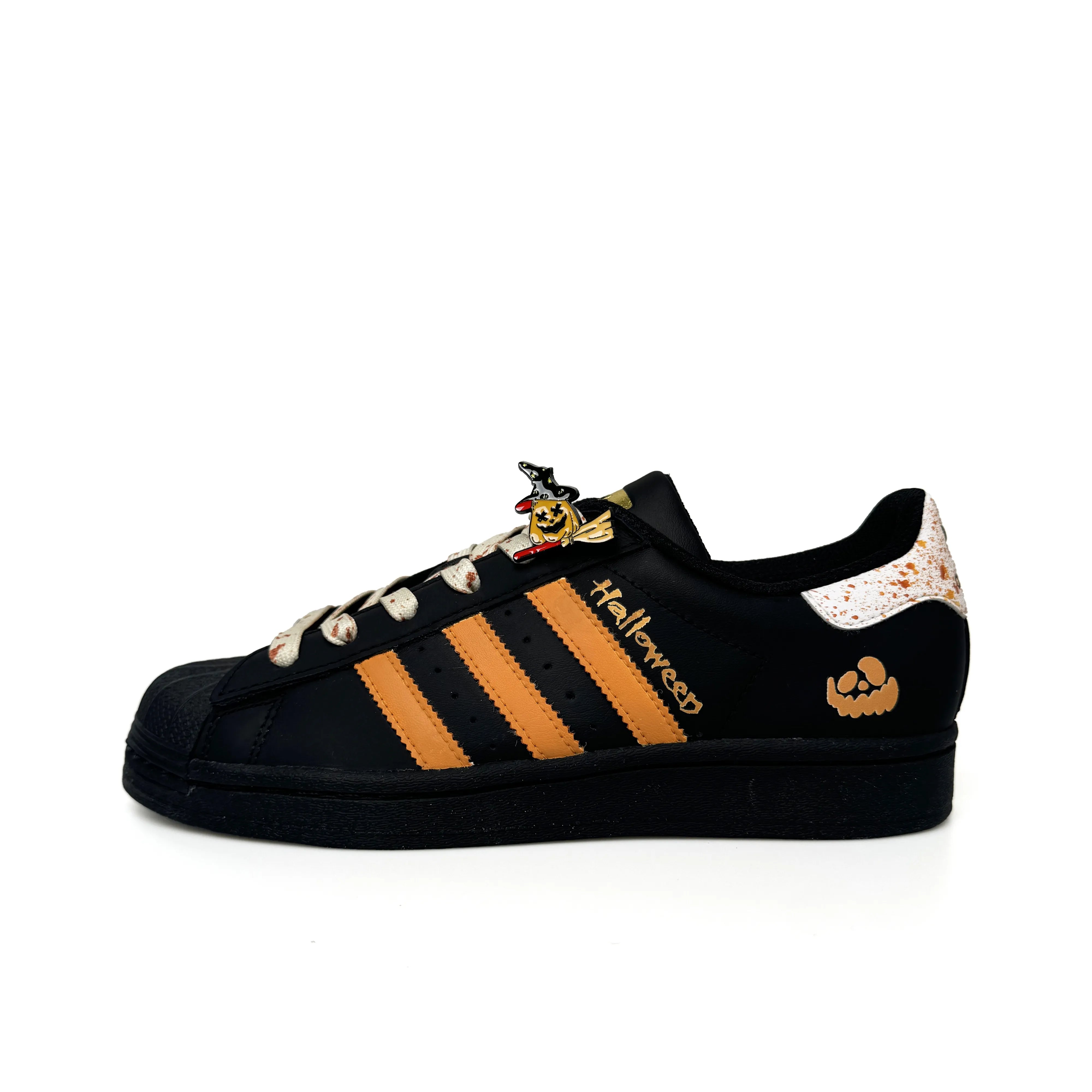 [Custom Pumpkin Kicks] originals SUPERSTAR Low Top Halloween Series Black