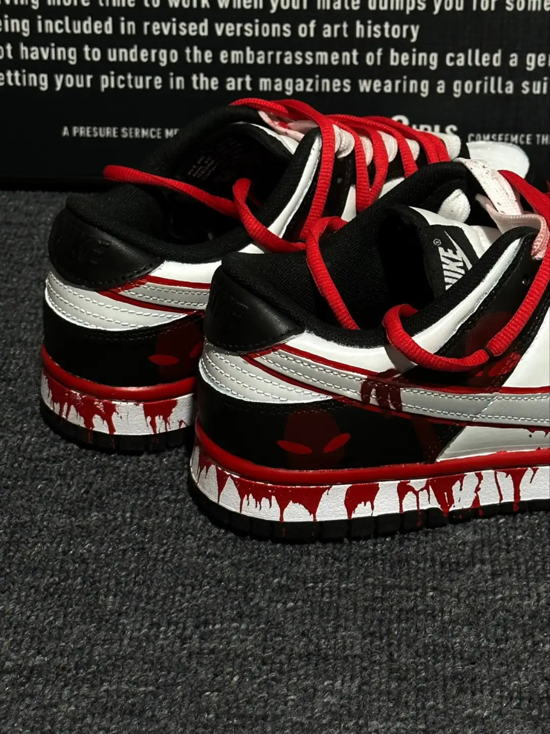 [Custom Male Shadow cult]  Dunk Skateboarding Shoes Unisex Low-top Silver/White