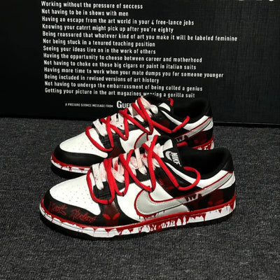 [Custom Male Shadow cult]  Dunk Skateboarding Shoes Unisex Low-top Silver/White