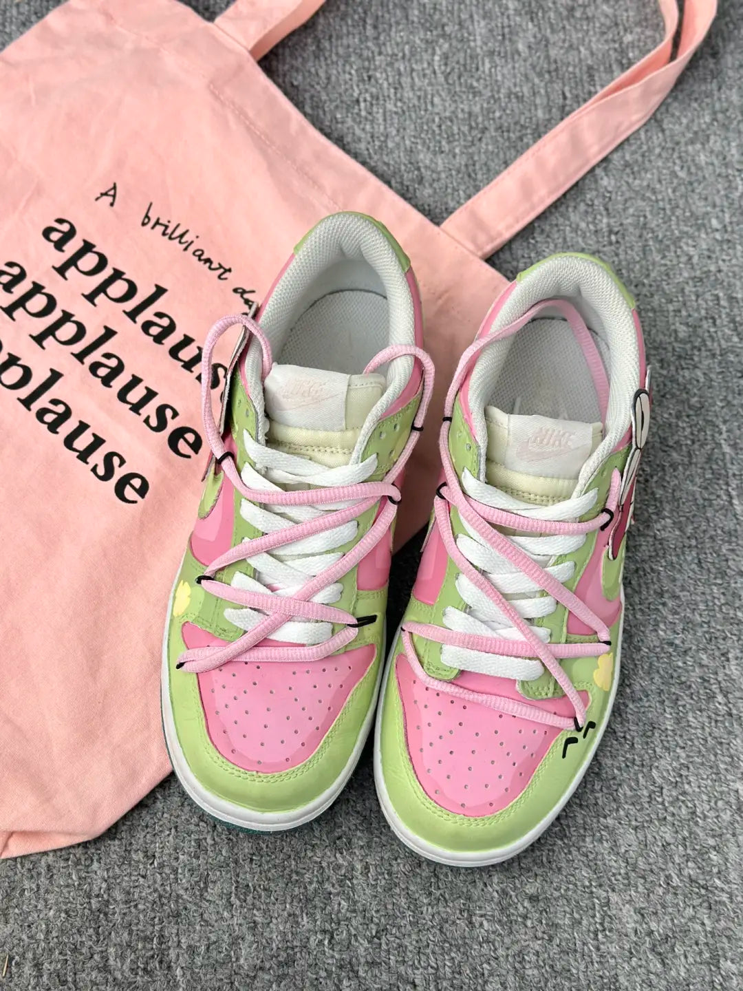 [Custom Alligator Cookies] Dunk Low Skateboarding Shoes Unisex Green/Pink