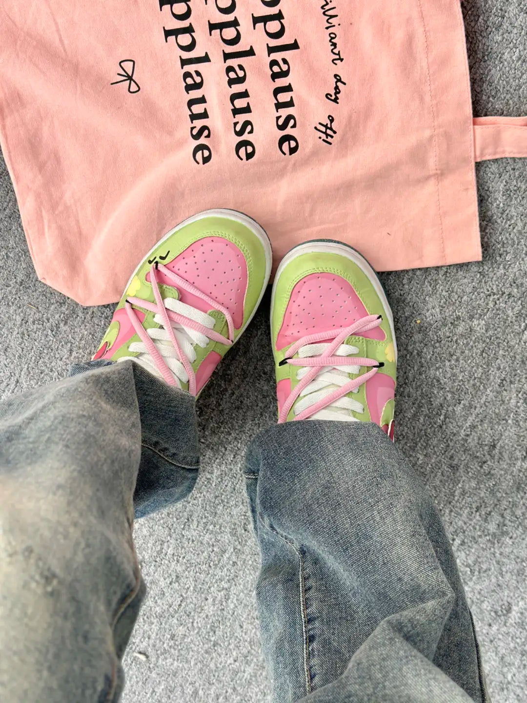 [Custom Alligator Cookies] Dunk Low Skateboarding Shoes Unisex Green/Pink