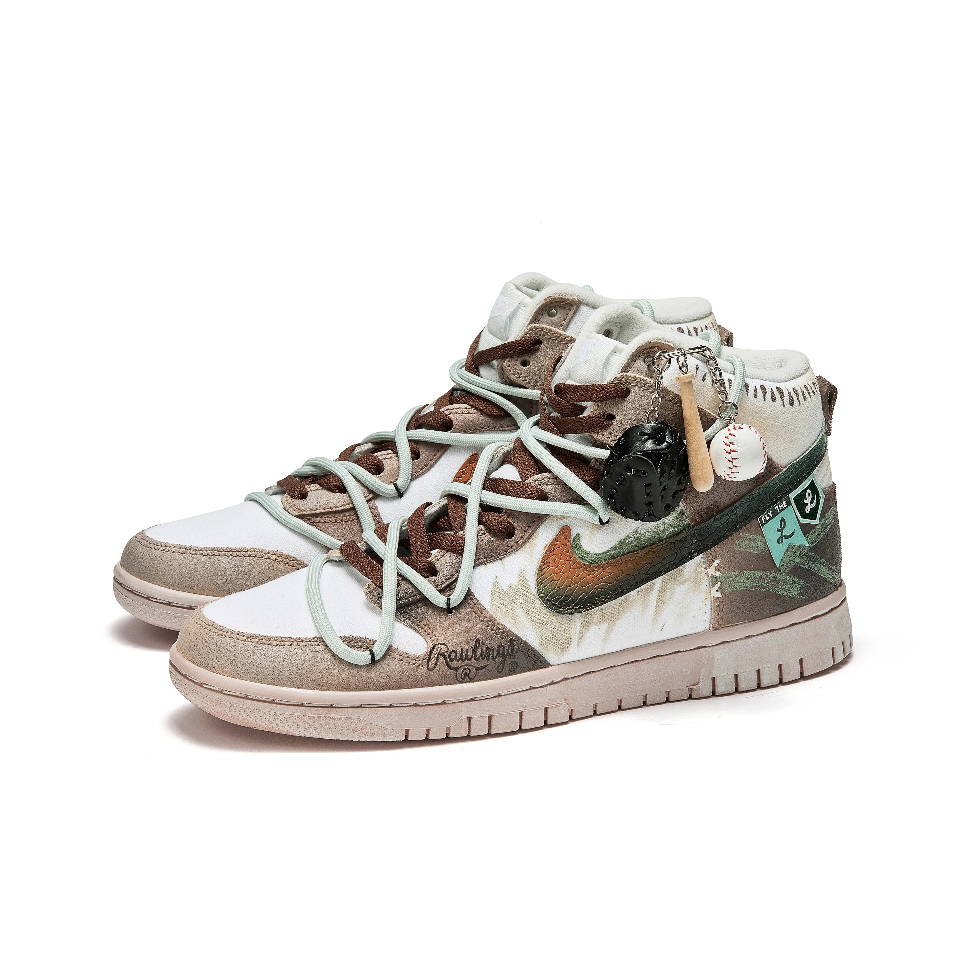 [Custom Baseball League] Dunk High-top Skateboarding Shoes Unisex Brown