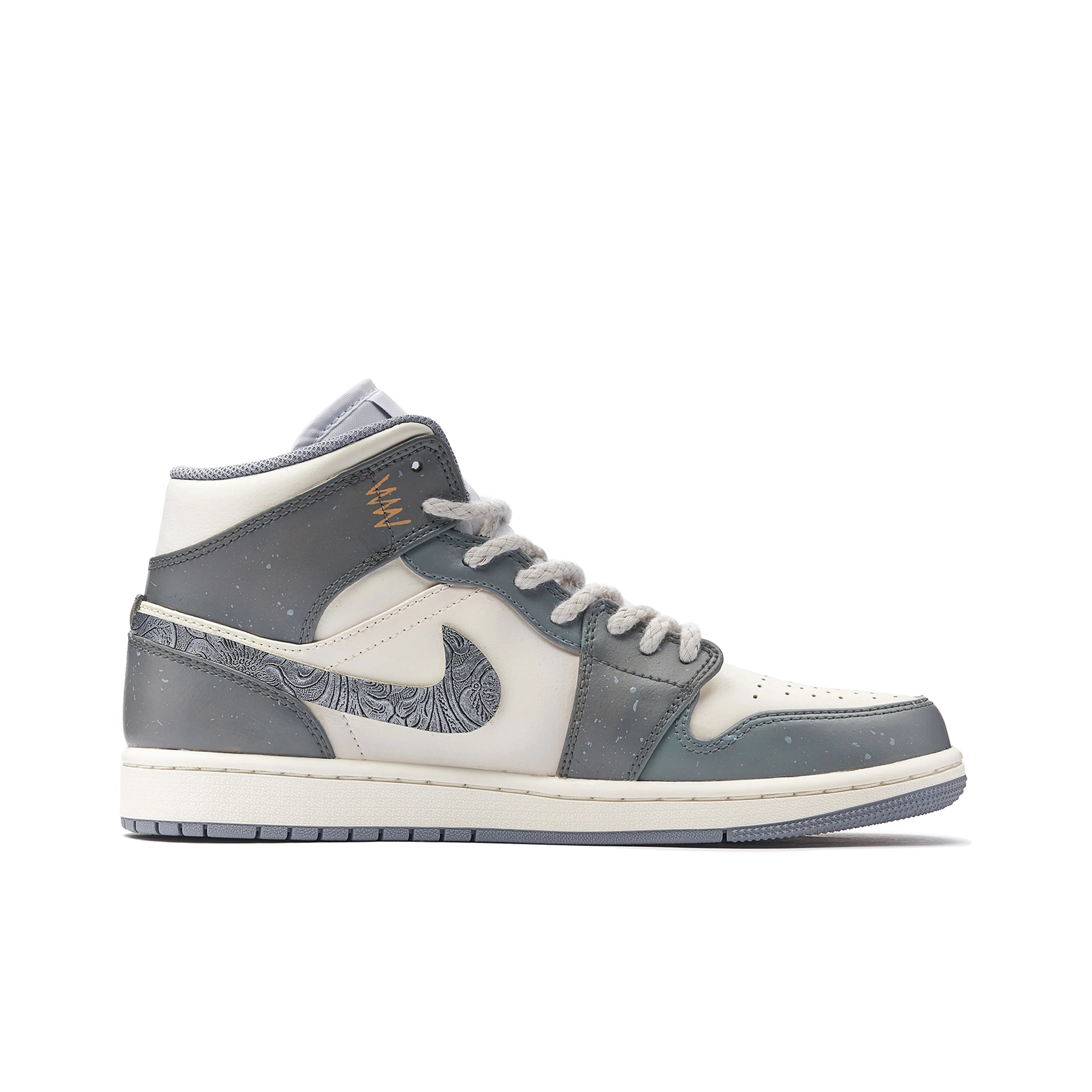 [Custom Good Fortune Arrives - CNY Limited Edition] Air Jordan 1 Mid Top Unisex Skateboarding Shoes Gray