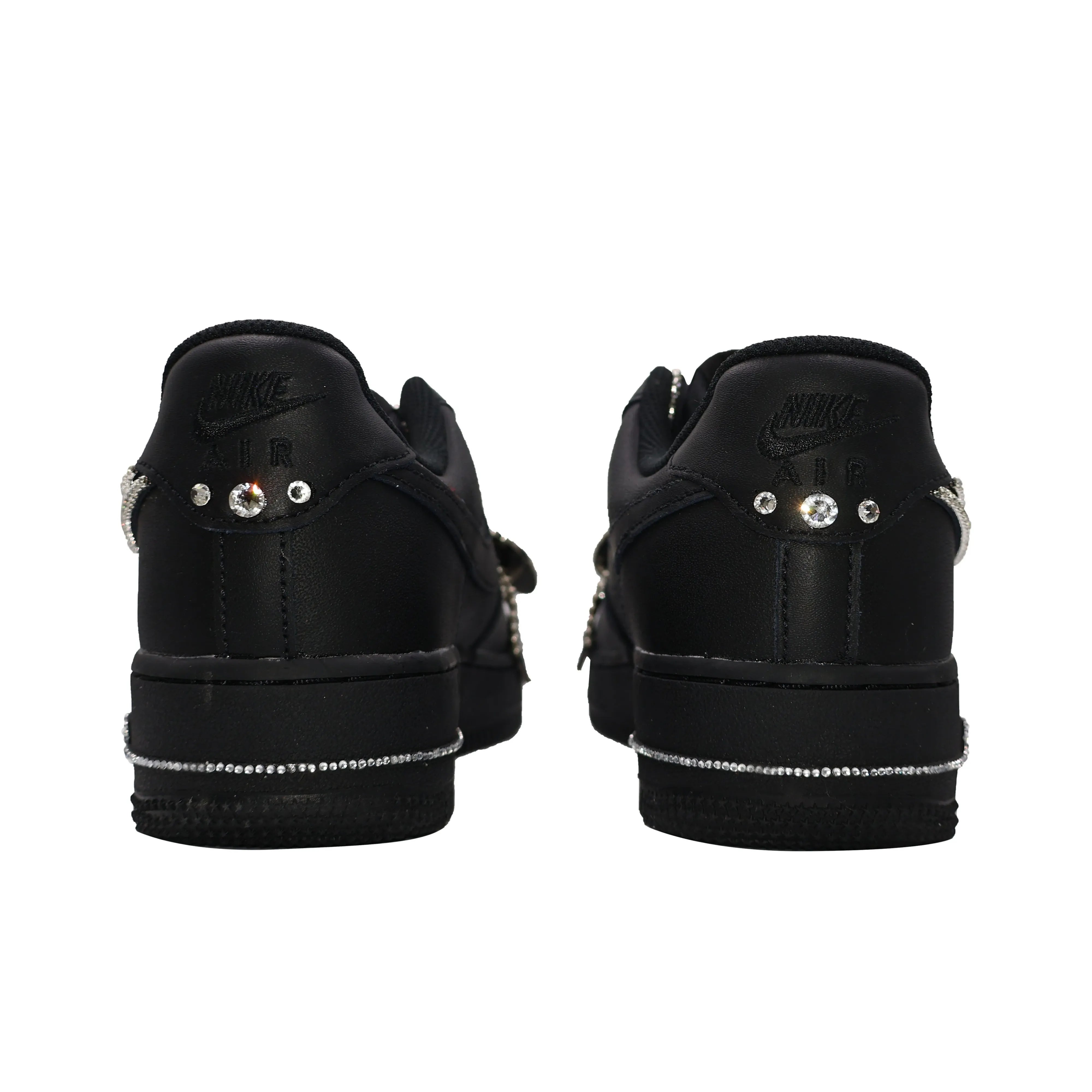 [Customized Black Diamond] Air Force 1 Low-top Shoes Unisex Blcak With Diamond Decoration