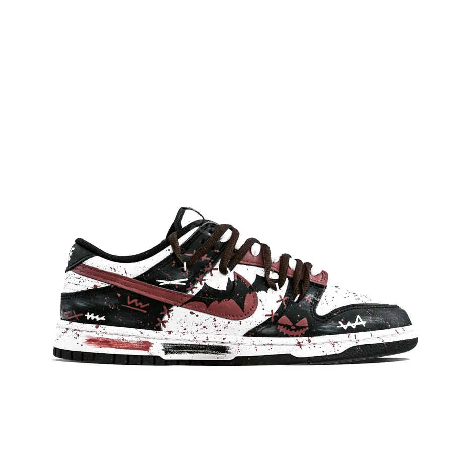 [Custom Night of Terror] Dunk Skateboarding Shoes Unisex Low-top Black/Red