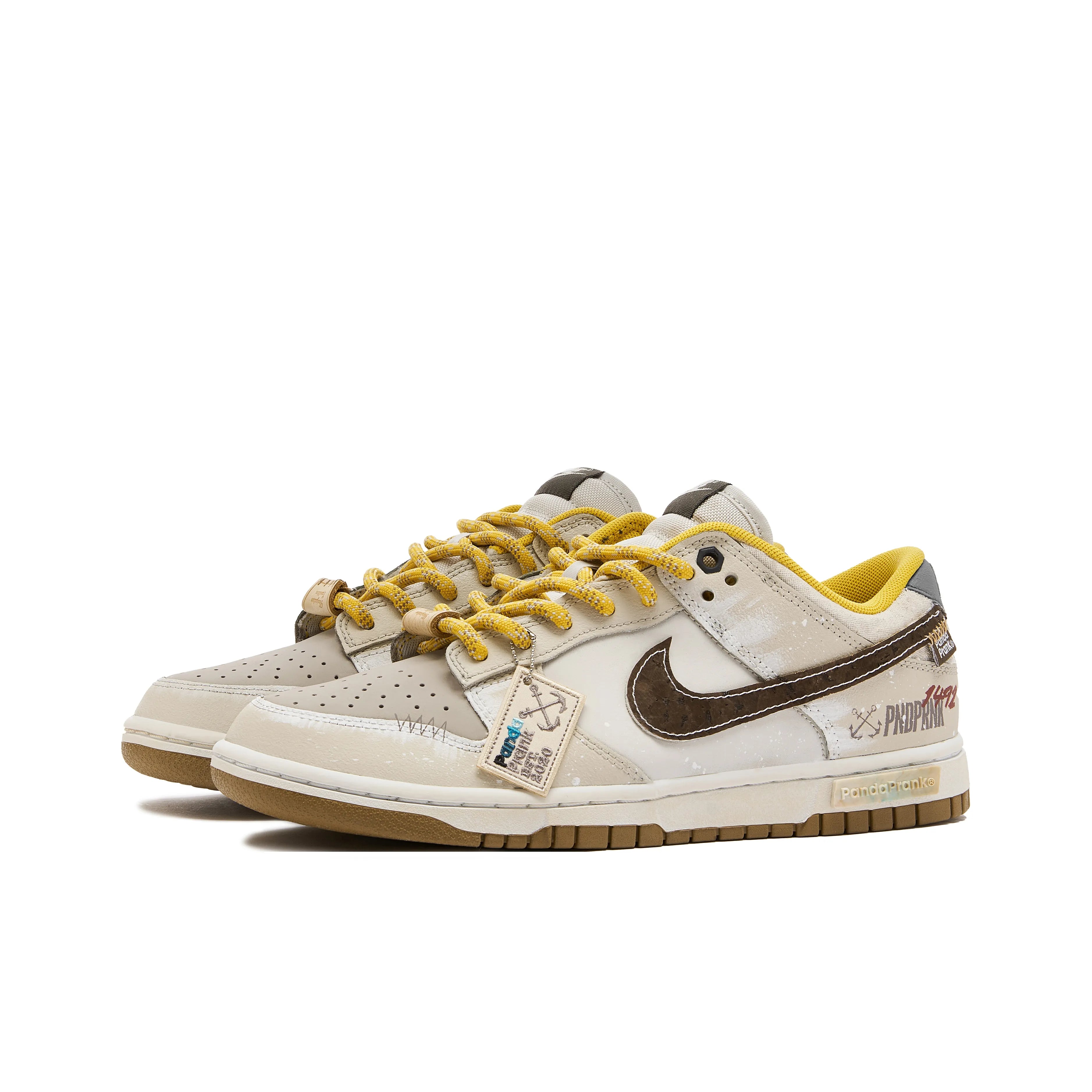 [Custom Canvas] Dunk Low Skateboard Shoes Unisex Brown/Yellow