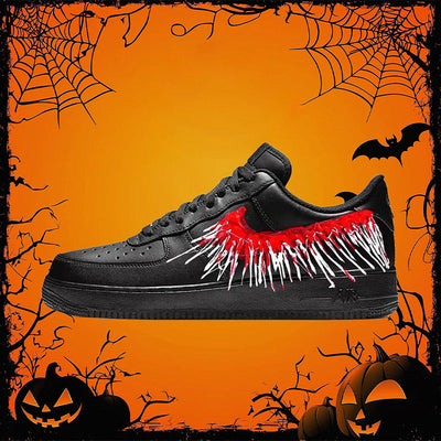 [Custom Female bloody teeth]  Air Force 1 Skateboarding Shoes Women's Low-top Black