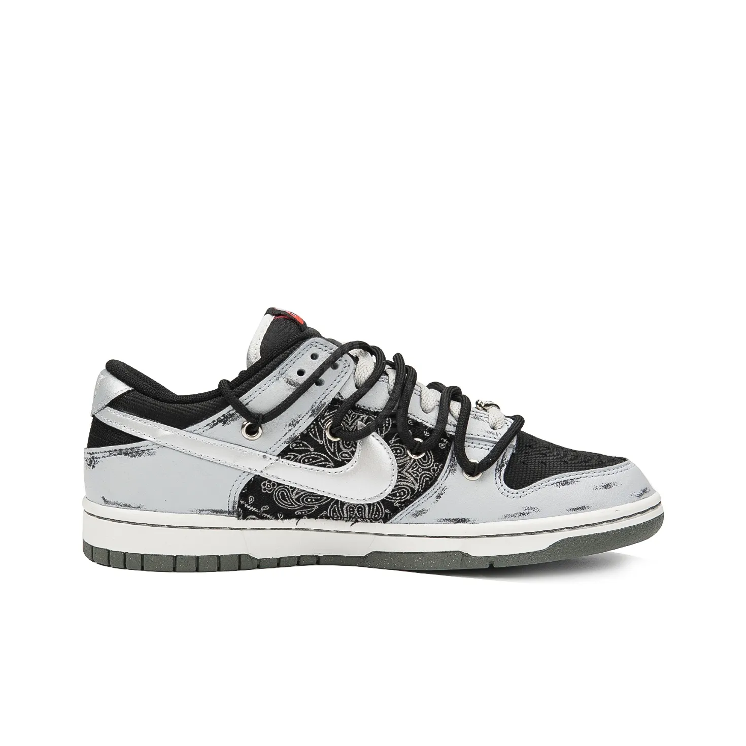[Custom Dark Poker] Dunk Skateboarding Shoes Unisex Black/Gray/Silver
